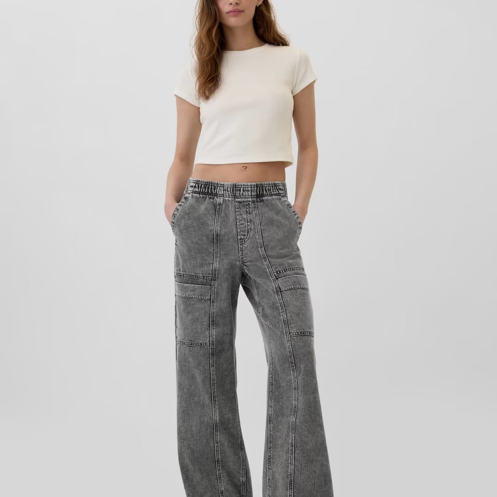 Gap High Rise Wide-Leg Pull-On Jeans Size M NWT